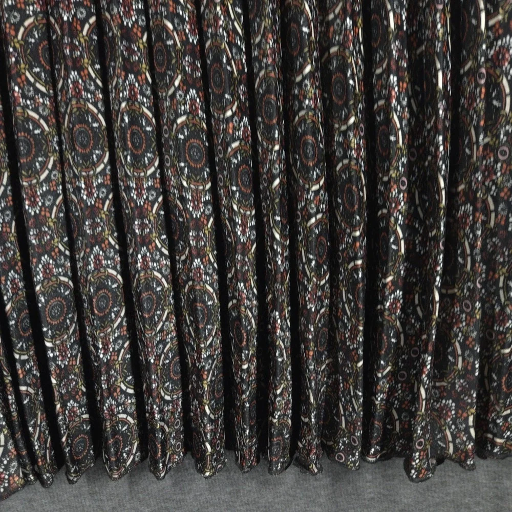 Max Studio Boho Pleated Midi Skirt Floral Medallion‎ Print Elastic Waist L